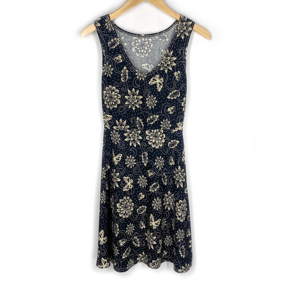 Altar Houseline Dress Black Cream Floral Sleeveless Knee Length Skater Summer XS